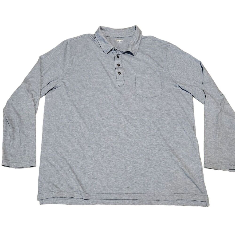 Lands' End Men's Long Sleeve Polo Shirt Bluish Gray Size XL